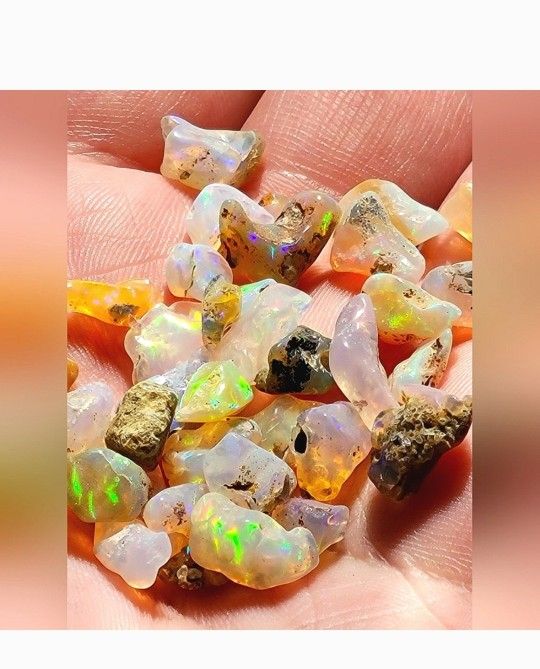 8pcs. Ethiopian Fire Opal Rough Polished Crystal Untreated Stone
