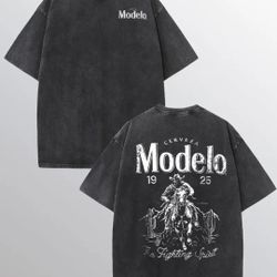 Modelo Men's Washed Cotton T-shirt, All Cotton, Casual Sports Style Top T-shirt, Trendy And Fashionable Street Style