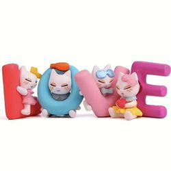 Brand New Adorable LOVE-Themed Cat Car Dashboard & Home Decorative Ornament