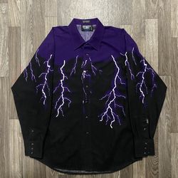 Vintage Brooks&Dunn Purple lighting LongSleeve Button Up 