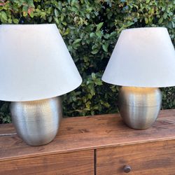 Vintage Pair of Silver Hammered Ikea TABLE LAMPS Rare