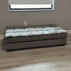 Grey Velvet Ottoman