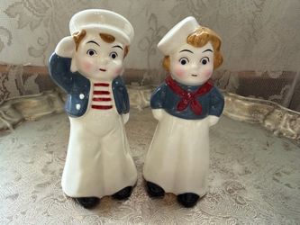 Vintage Sailor Boy & Girl Salt & Pepper Shaker Set