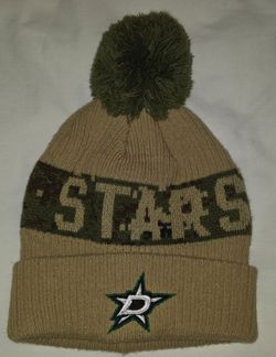 NHL - Dallas Stars - Knit Beanie Pom - Youth: One Size - Gold / Dark Green