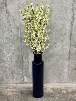 29.5” Tall Recycled Glass Floor Vase w/ Artificial Floral Arrangement