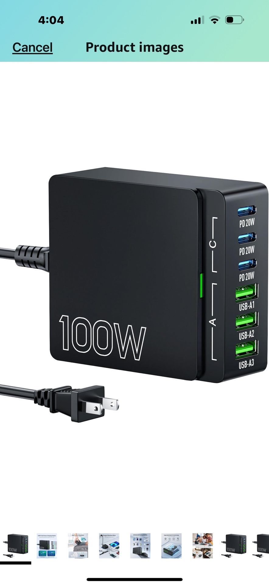 USB C Charger Block Charging Station: 100W 6 Port GaN Fast Charging Brick Hub Cube Box - PD 3.0 Type C & USB A Wall Charger Power Adapter for All iPho