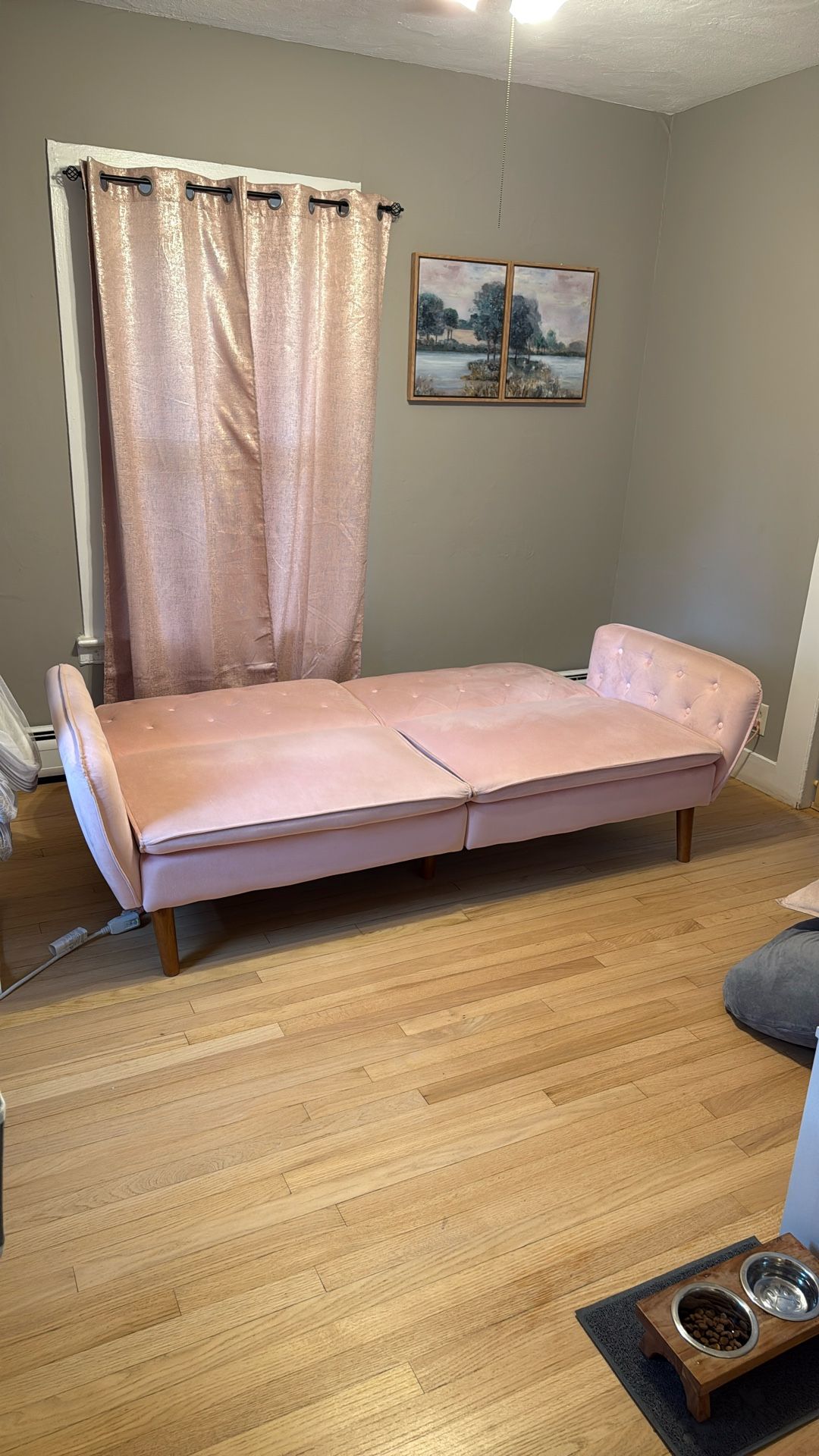 Pink Soft Suede Sofa Bed Couch