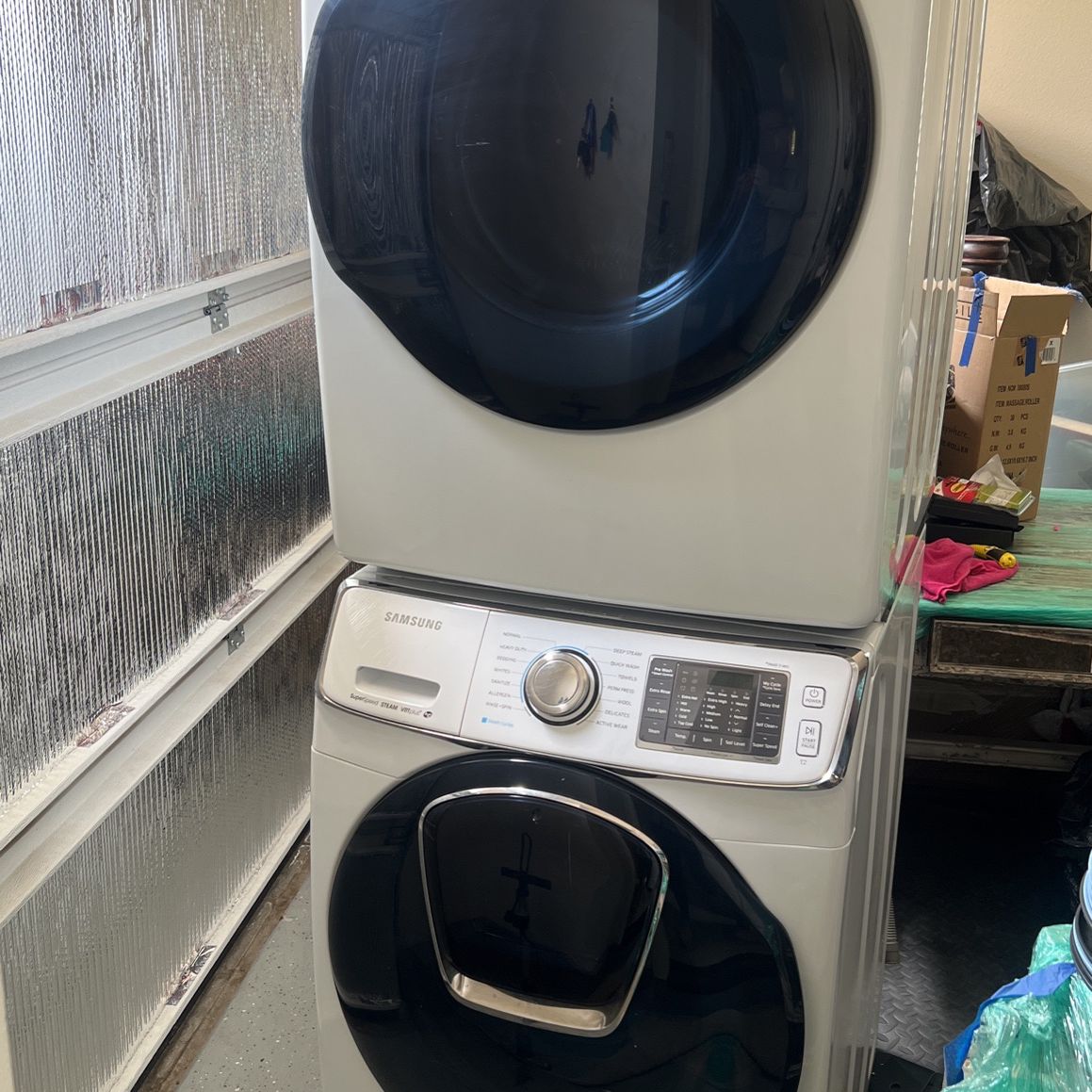 Samsung Stackable Washer And Electric Dryer.