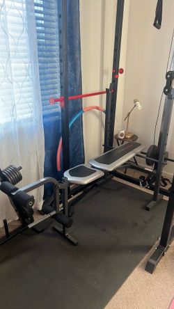 Weider220 work out bench press leg lift