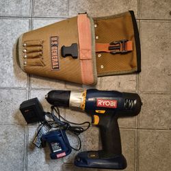Ryobi drill gun + charger + holster