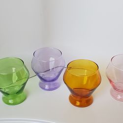 Yield Millennium Collection Set of 4 stemless colored borosilicate glasses.
