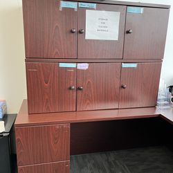 wood cabinet and desk