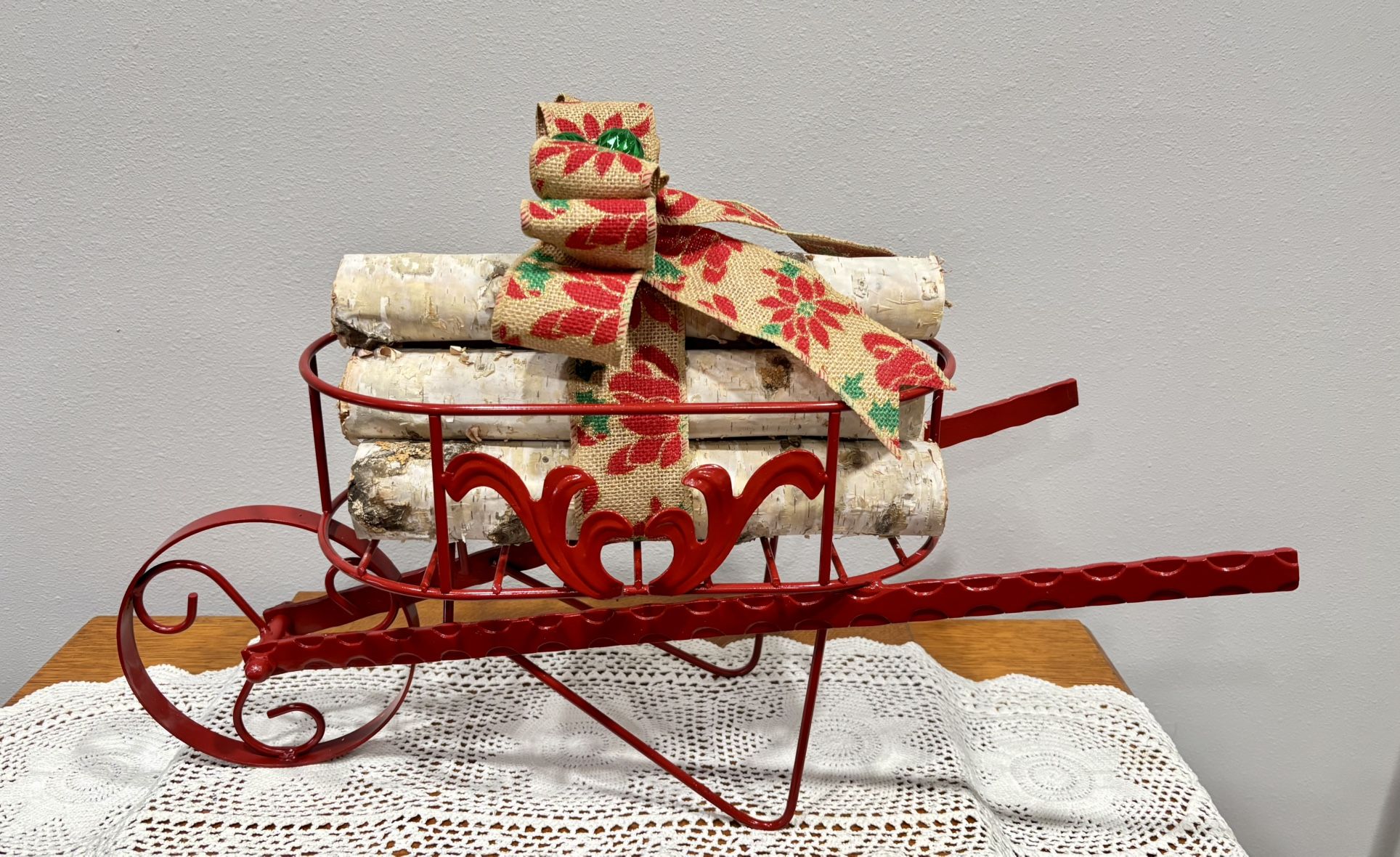 Cast Iron Wagon $30 and Red Wheelbarrow $30