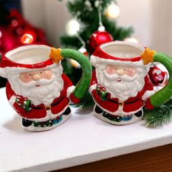Pier 1 l Santa Mug l Set of 2 l Snowman (Set of 2 ) available l EUC
