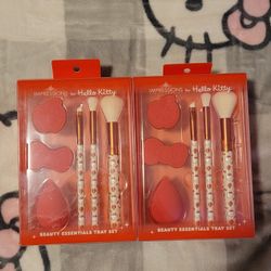 Hello Kitty Makeup Brush And Storage Tray Set 