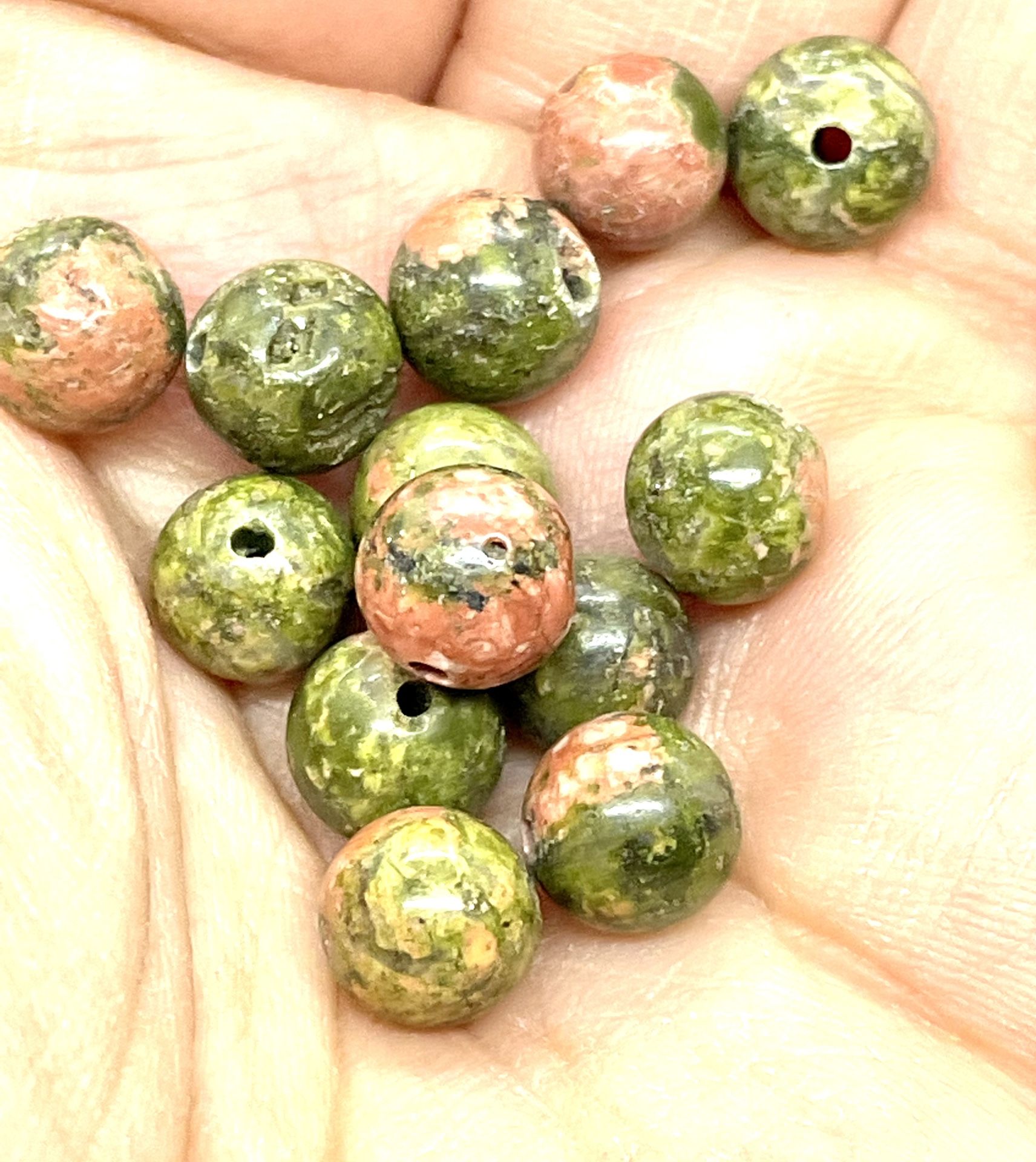 Lot Of 38 Unakite 8mm Beads