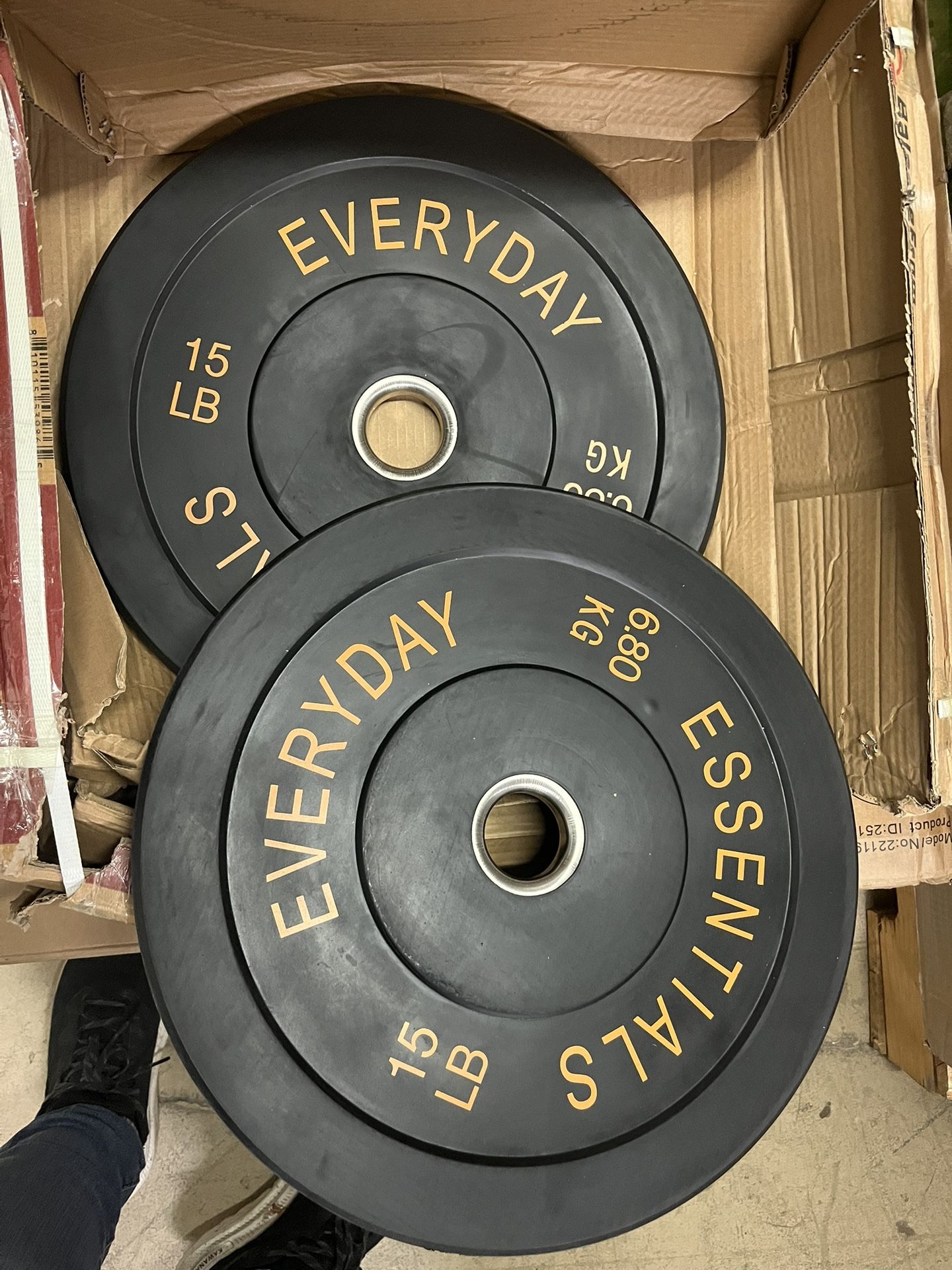 BRAND NEW - Set of 2 - 15 lbs BalanceFrom Olympic Bumper Plate Weight Plate