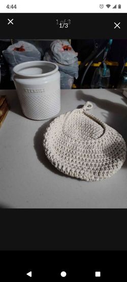 Utensils holder and hanging fruit basket $12 for both