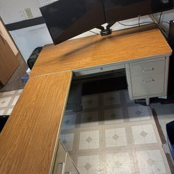 Mid Century Steelcase Office Desk L-Shape (2)