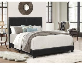 Black Faux Leather Upholstered Bed Frame