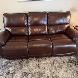 La-Z-Boy Leather Recliner Sofa, Power Headrests & Legs, Lazy Boy