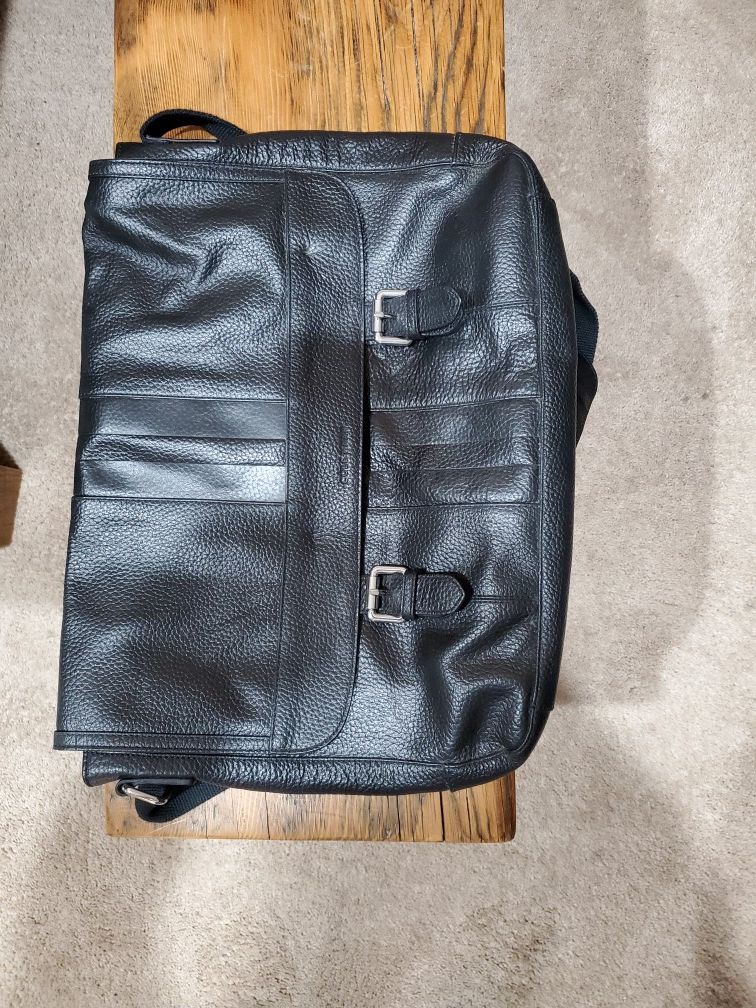 Cole Hann Black Leather Messenger Laptop bag