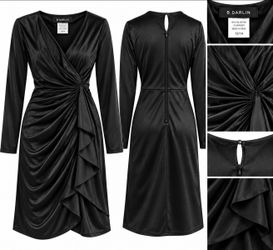 B. Darlin Black Satin Wrap Dress Size 13/14