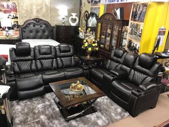 Power reclining sofa and. Love seat available for immediate delivery