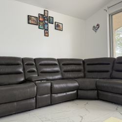 Maverick DK Gray Leather Sofa Set with Power Recliner