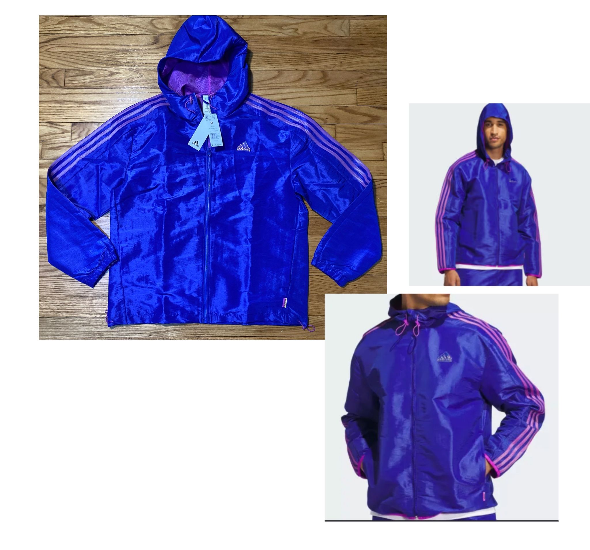 Adidas Men’s Sunglass Woven Jacket Semi Lucid Blue Men’s sz Medium NEW! 