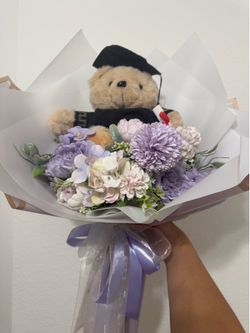 Graduation bouquet with teddy bear