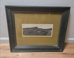 ANDREW WYETH TEEL'S ISLAND Boat On Land Old Farmhouse Art litho Framed 21x24 Vtg