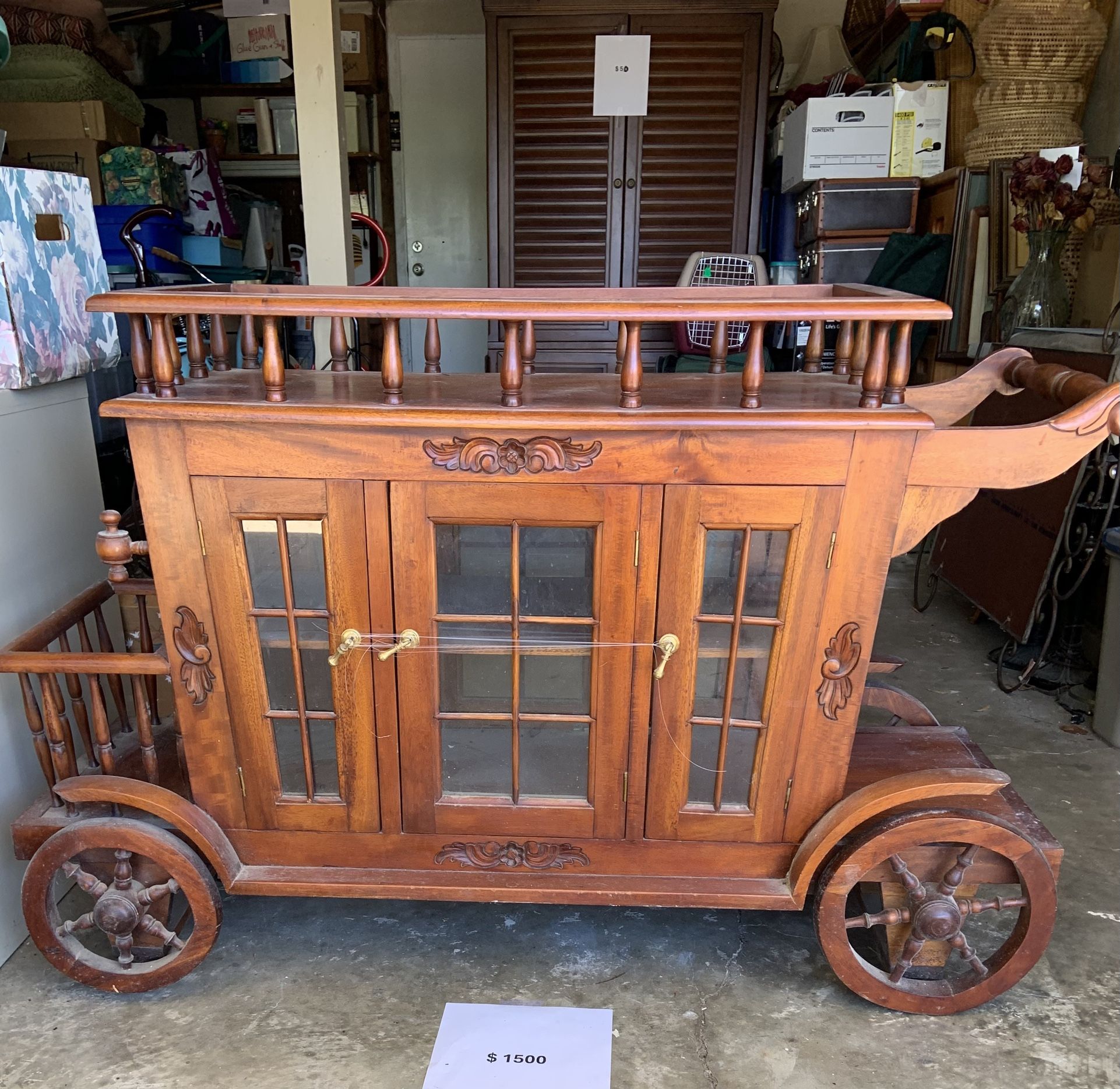 Antique Ship Bar Cart - Very Unique Wood