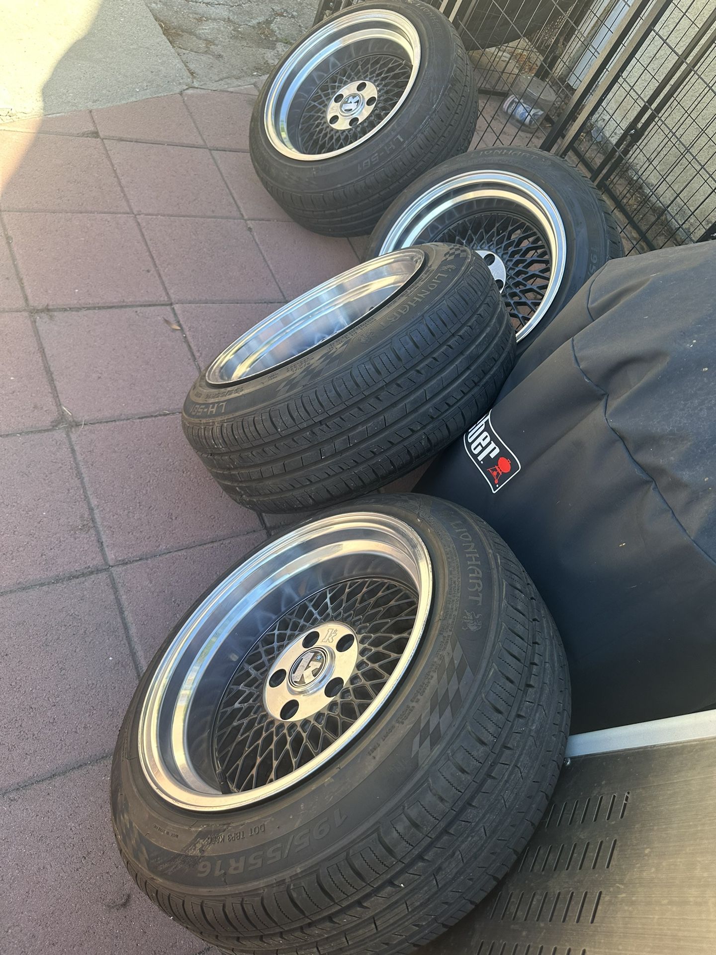 5x114 5x114.3 Used 16x8 Rims Wheels Klutch Lion hart Tires 195/55/16