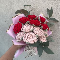 One Dozen Crochet Roses 