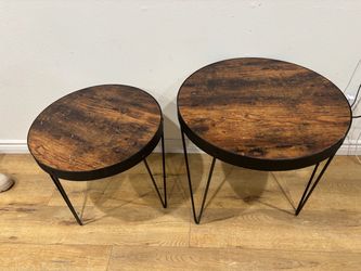 2 Brown Round Coffee Tables