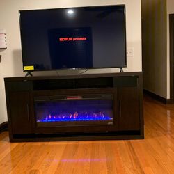 Tv stand With Fire Place And Bluetooth Speakers 