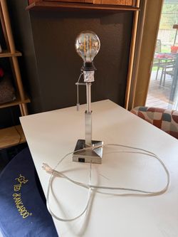 Brushed Nickel Table Lamp with Edison Bulb