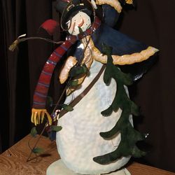 Metal Snowman Scarf Trees Coat Cardinal Cane Garden Or Yard Decor Figure 28 In