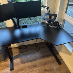 Reversible L-Shaped Corner Standing Desk – Black (55” x 24”)