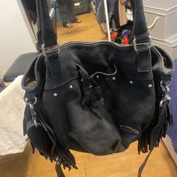 Harley-Davidson Women's Fringe Drawstring Leather Purse - Black