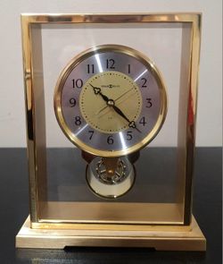 HOWARD MILLER QUARTZ BRASS TABLE CLOCK 