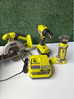 Ryobi ONE+ 18V Power Tool Set with Circular Saw, Drill, and Rotary Tool