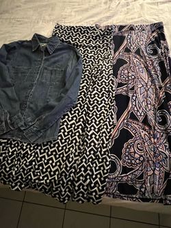 2  Midi skirts and 1 bottom down shirt