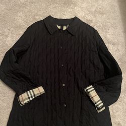 Burberry Black Diamond Quilted Jacket Tan Plaid Tartan