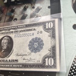 Federal Reserve $10 Note in AU - MS condition.