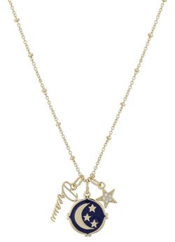 Women's 14Kt Gold Flash Plate "Dream" Charm Pendant Necklace, 18+2" Extender