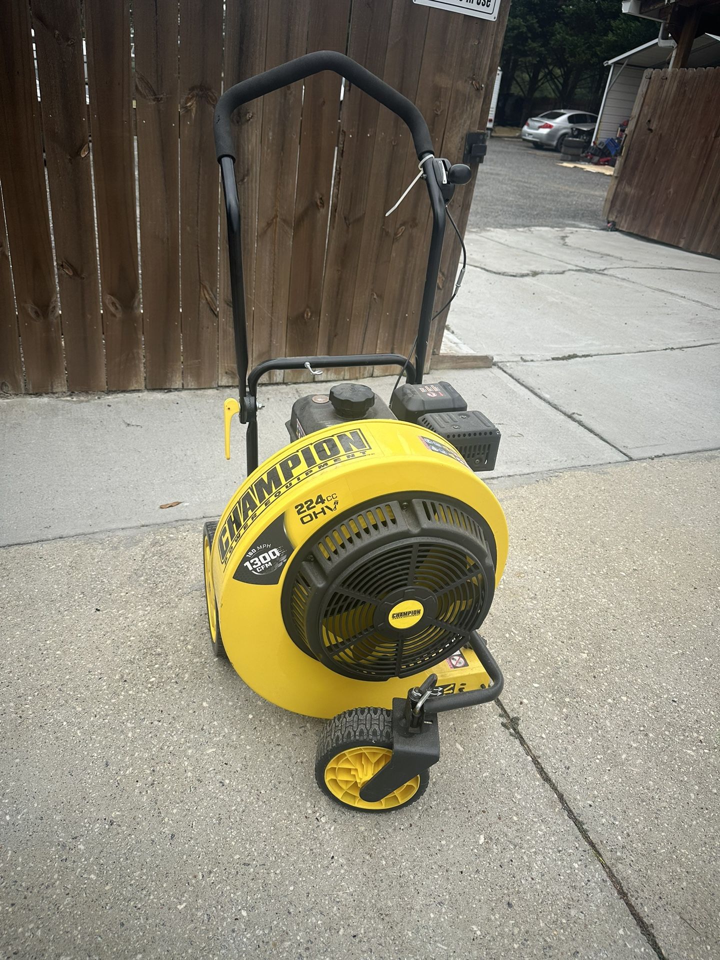 Champion Power Equipment 160 MPH 1300 CFM 224 cc Walk-Behind Gas Leaf Blower with Swivel Front Wheel