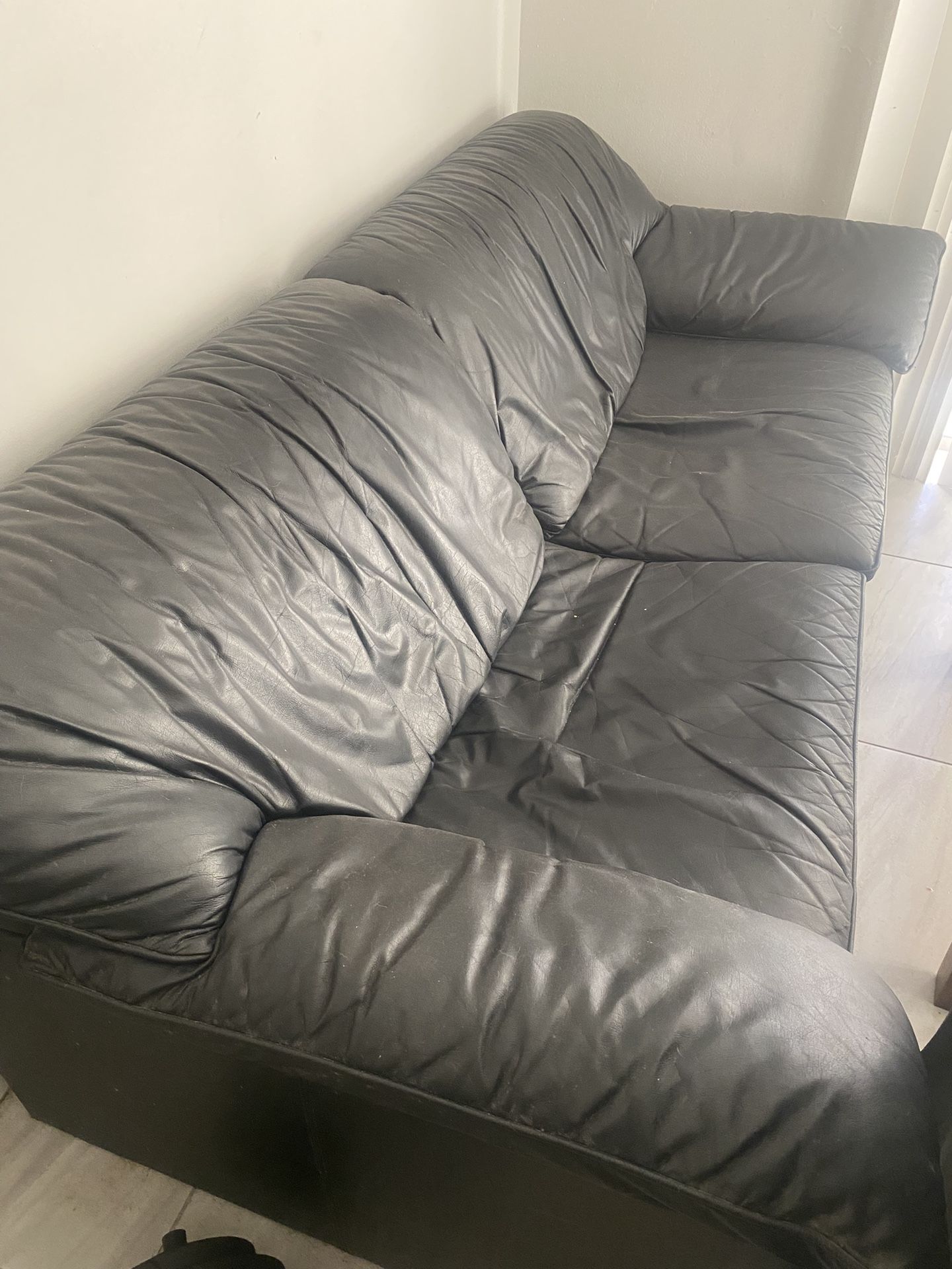 Black Italian Leather Sofa