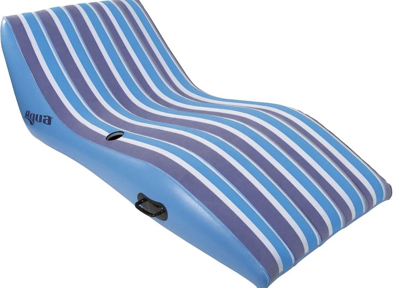 Aqua Ultra Comfort Recliner Lounge One Person Pool Float Navy/White Stripe